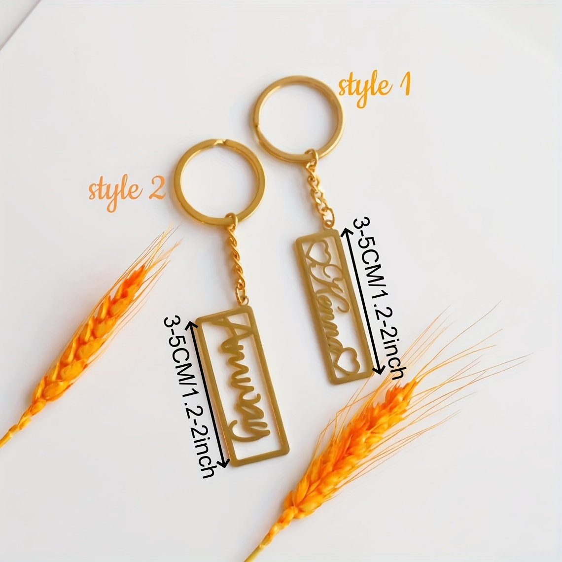Personalized Long Rectangular Name Keychain with Heart Charm